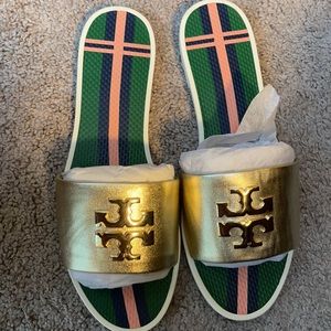 Sparkle gold logo jelly slide